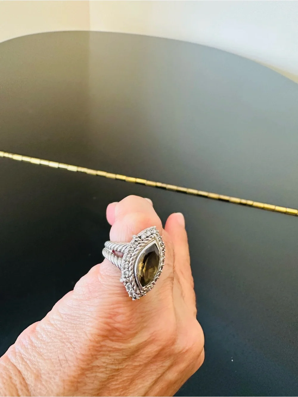 Judith Ripka Luxury Designer Couture Runway RARE Authentic Formal Silver Ring